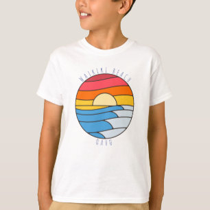 Waikiki Beach Oahu Vintage Beach Sunset T-Shirt