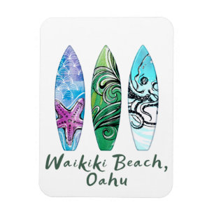 Waikiki Beach Oahu Watercolor Surfboards Magnet