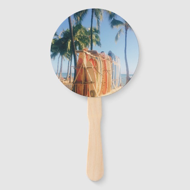 Waikiki Beach Surfboards  Hand Fan (Back)