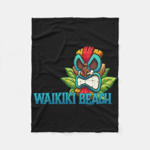 Waikiki Beach Tiki - Hawaii Beaches  Fleece Blanket