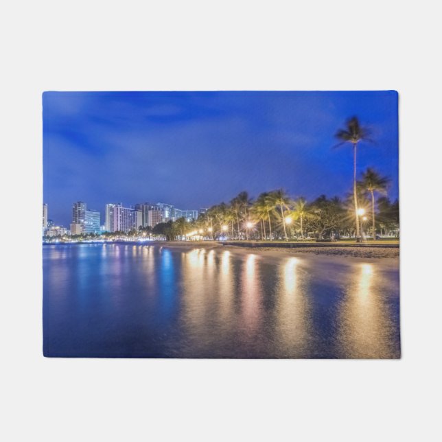 Waikiki City at Dawn Doormat (Front)
