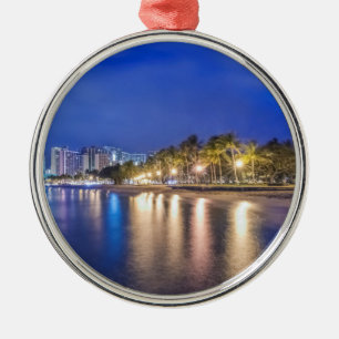 Waikiki City at Dawn Metal Tree Decoration