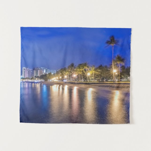 Waikiki City at Dawn Tapestry (Front (Horizontal))