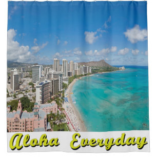 Waikiki Day Aloha Everyday Collection Shower Curta Curtain