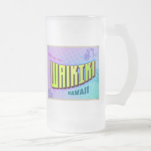 WAIKIKI FROSTED GLASS BEER MUG