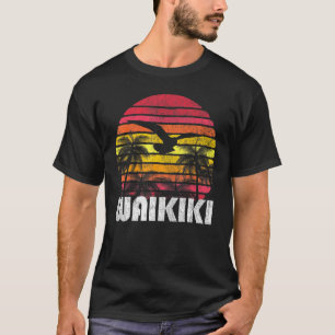 Waikiki Hawaii 70s 80s Surf Surfing Beach T-Shirt