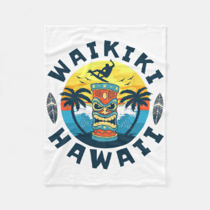 Waikiki Hawaii Beach Surfing Summer Vacation For M Fleece Blanket