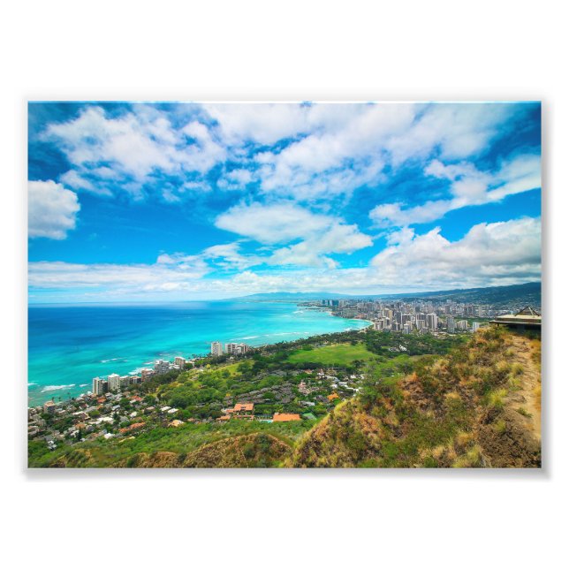 Waikiki, Hawaii from Top of Diamond Head Crater Photo Print (Front)