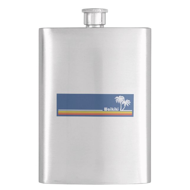 Waikiki, Hawaii Hip Flask (Front)