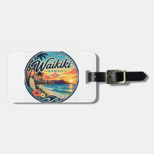 Waikīkī Hawaii Retro Travel Logo Luggage Tag