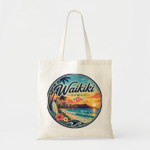 Waikīkī Hawaii Retro Travel Logo Tote Bag