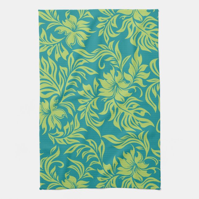 Waikiki Hibiscus Hawaiian Kitchen Towel (Vertical)