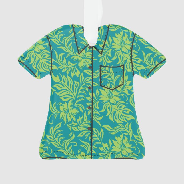 Waikiki Hibiscus Hawaiian Pareau Flora Aloha Shirt Ornament (Front)