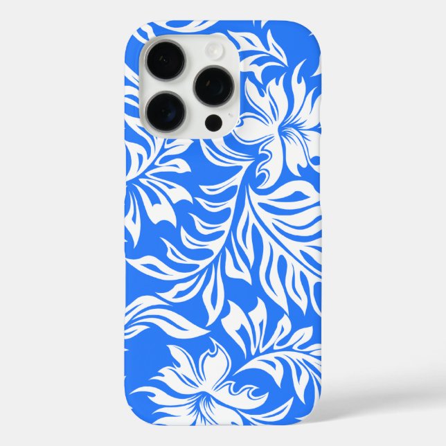 Waikiki Hibiscus Hawaiian Pareau Floral Blue Case-Mate iPhone Case (Back)