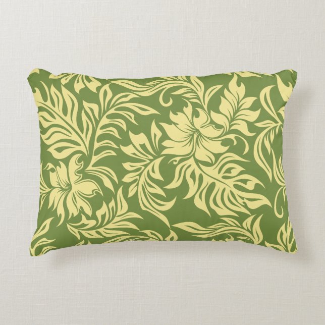 Waikiki Hibiscus Hawaiian Pareau Floral Decorative Cushion (Front)