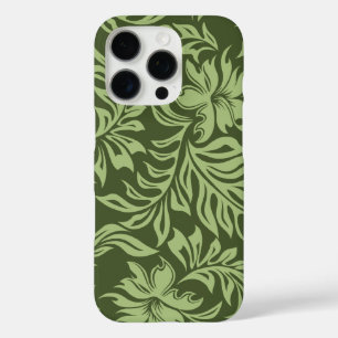 Waikiki Hibiscus Hawaiian Pareau Floral Olive iPhone 16 Pro Case