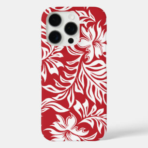Waikiki Hibiscus Hawaiian Pareau Floral Red iPhone 16 Pro Case