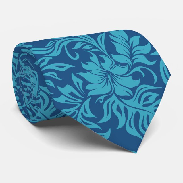 Waikiki Hibiscus Hawaiian Two-sided Printed Tie (Rolled)