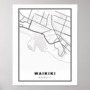 Waikiki Honolulu Map Poster