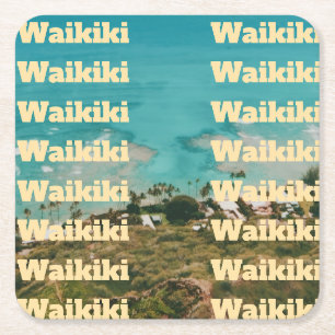 Waikiki, Honolulu, Oahu, Hawaii Square Paper Coaster