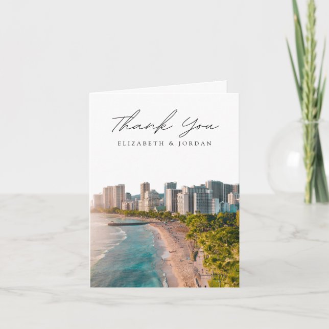 Waikiki Oahu Blank Thank You Card (Front)