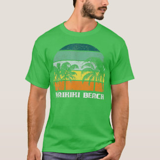Waikiki Oahu Hawaii Palm Tree Sunset Remember T-Shirt
