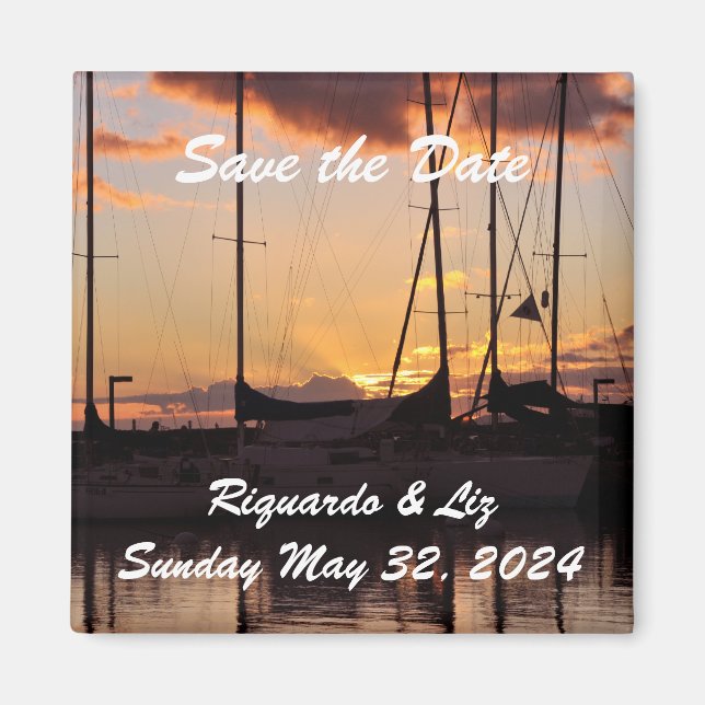 Waikiki Sunset Harbour Save the Date Wedding Magne Magnet (Front)