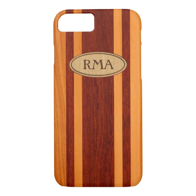Waikokos Hawaiian Faux Wood Surfboard Monogram Case-Mate iPhone Case (Back)