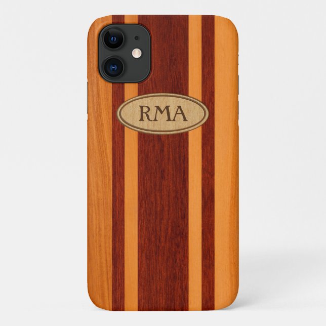 Waikokos Hawaiian Faux Wood Surfboard Monogram Case-Mate iPhone Case (Back)