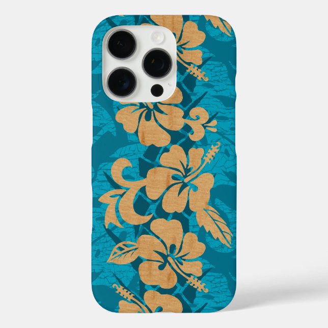Waikoloa Faux Wood Hawaiian Hibiscus Floral Case-Mate iPhone Case (Back)