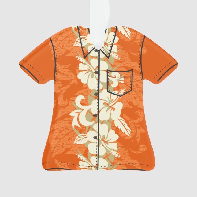 Waikoloa Hawaiian Hibiscus Floral Aloha Shirt Ornament (Front)