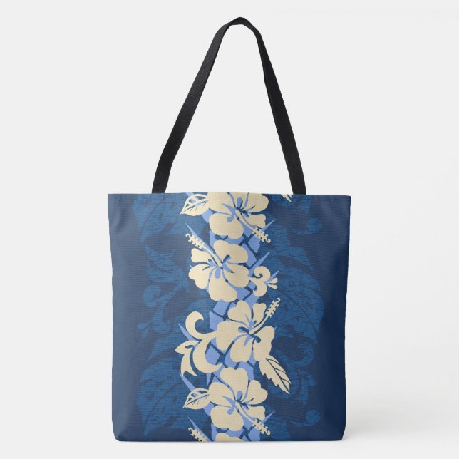 Waikoloa Hawaiian Hibiscus Floral Beach Bag (Front)