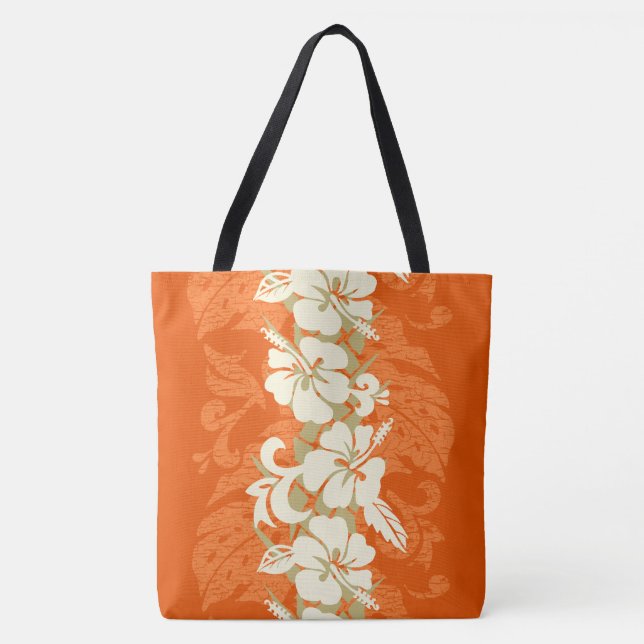 Waikoloa Hawaiian Hibiscus Floral Beach Bag (Front)