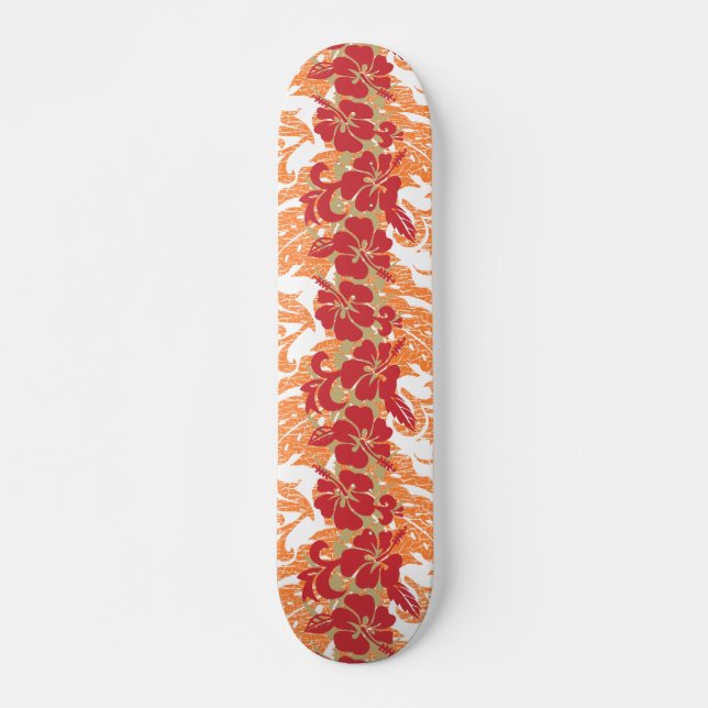 Waikoloa Hawaiian Hibiscus Floral Etched Skateboard (Front)