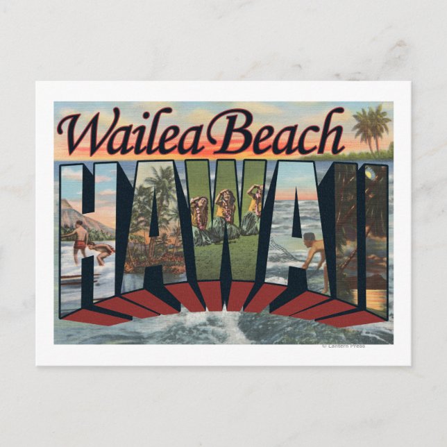 Wailea Beach, Hawaii - Large Letter Scenes Postcard (Front)