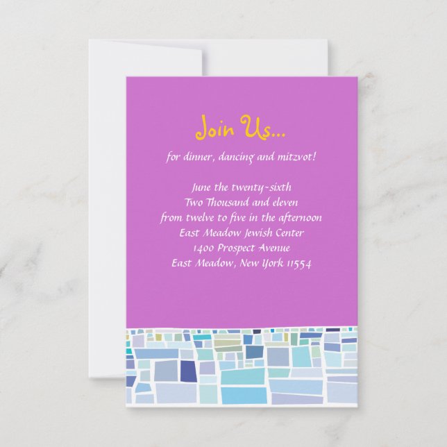 Wailing Wall Israel Bar Bat Mitzvah Reception Card (Front)