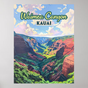 Waimea Canyon Kauai Hawaii Landscape Retro Poster