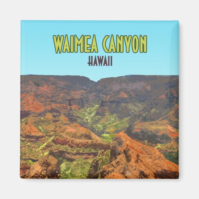 Waimea Canyon Kauai Hawaii Vintage Travel Magnet (Front)