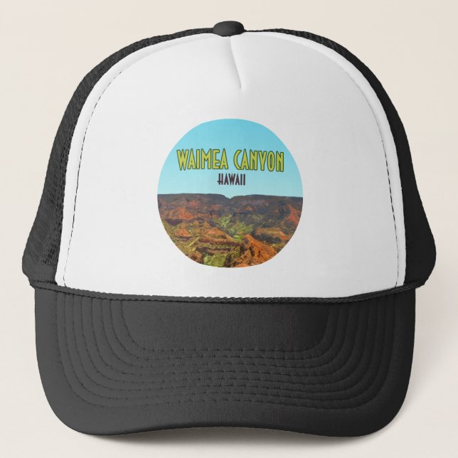 Waimea Canyon Kauai Hawaii Vintage Travel Trucker Hat (Front)