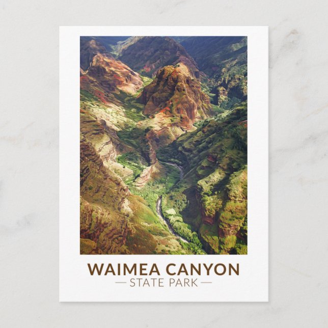 Waimea Canyon State Park Hawaii Watercolor  Postcard (Front)