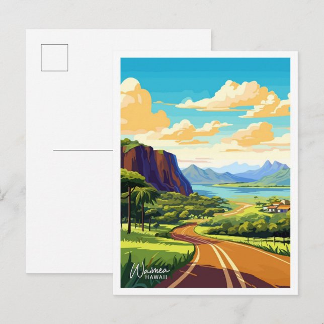 Waimea Hawaii Art Travel Vintage illustration Postcard (Front/Back)