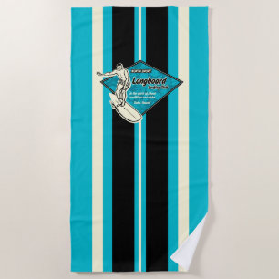 Waimea Striped Surfboard Hawaiian Surfer - Turq Beach Towel
