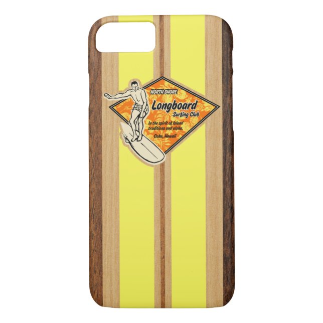 Waimea Surfboard Hawaiian Faux Wood Case-Mate iPhone Case (Back)