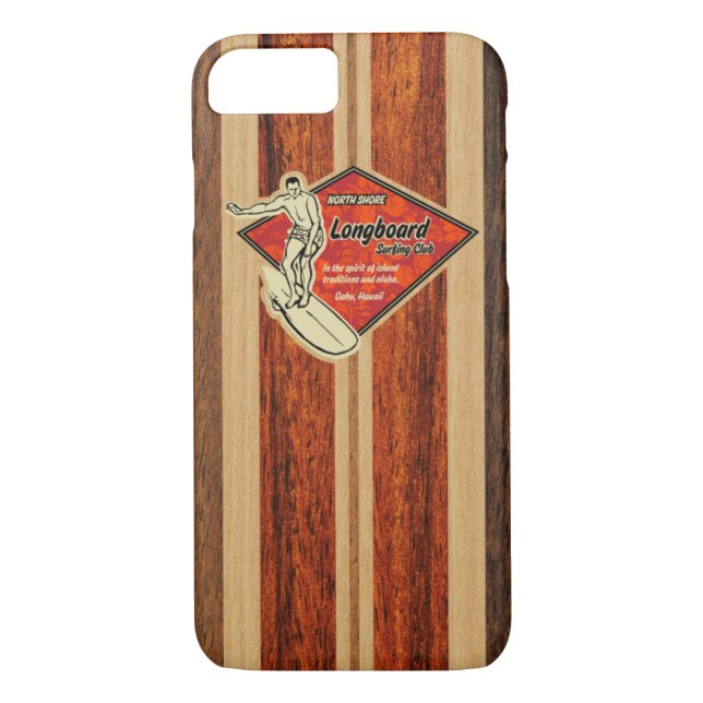 Waimea Surfboard Hawaiian Faux Wood Case-Mate iPhone Case (Back)