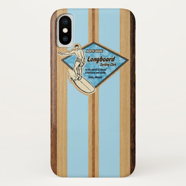 Waimea Surfboard Hawaiian Faux Wood Case-Mate iPhone Case (Back)