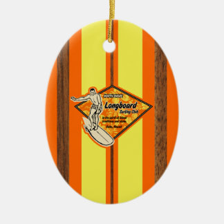 Waimea Surfboard Hawaiian Faux Wood Ceramic Tree Decoration