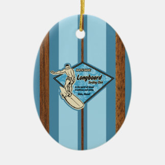 Waimea Surfboard Hawaiian Faux Wood Ceramic Tree Decoration