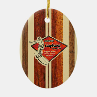 Waimea Surfboard Hawaiian Faux Wood Ceramic Tree Decoration