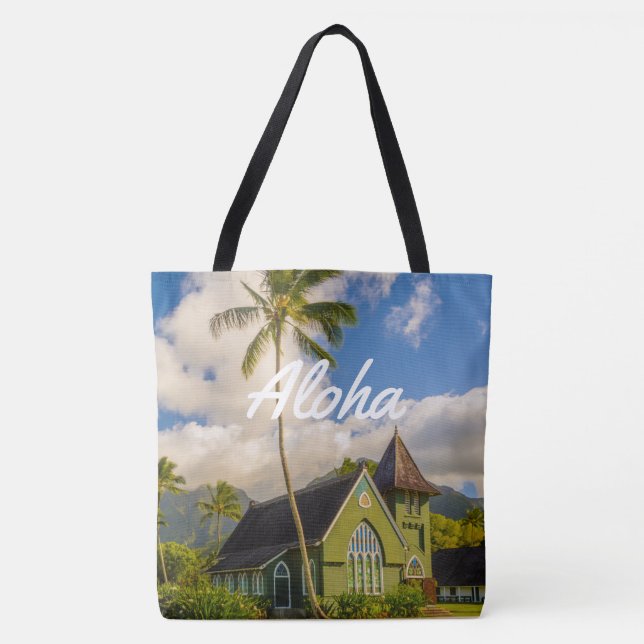 Waioli Hui‘ia Church, Hanalei, Hawaiian Beach Bag (Front)