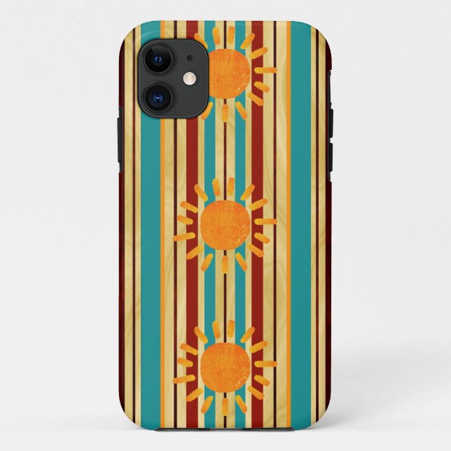 Waipahu Pipeline Striped Hawaiin Surfboard Case-Mate iPhone Case (Back)